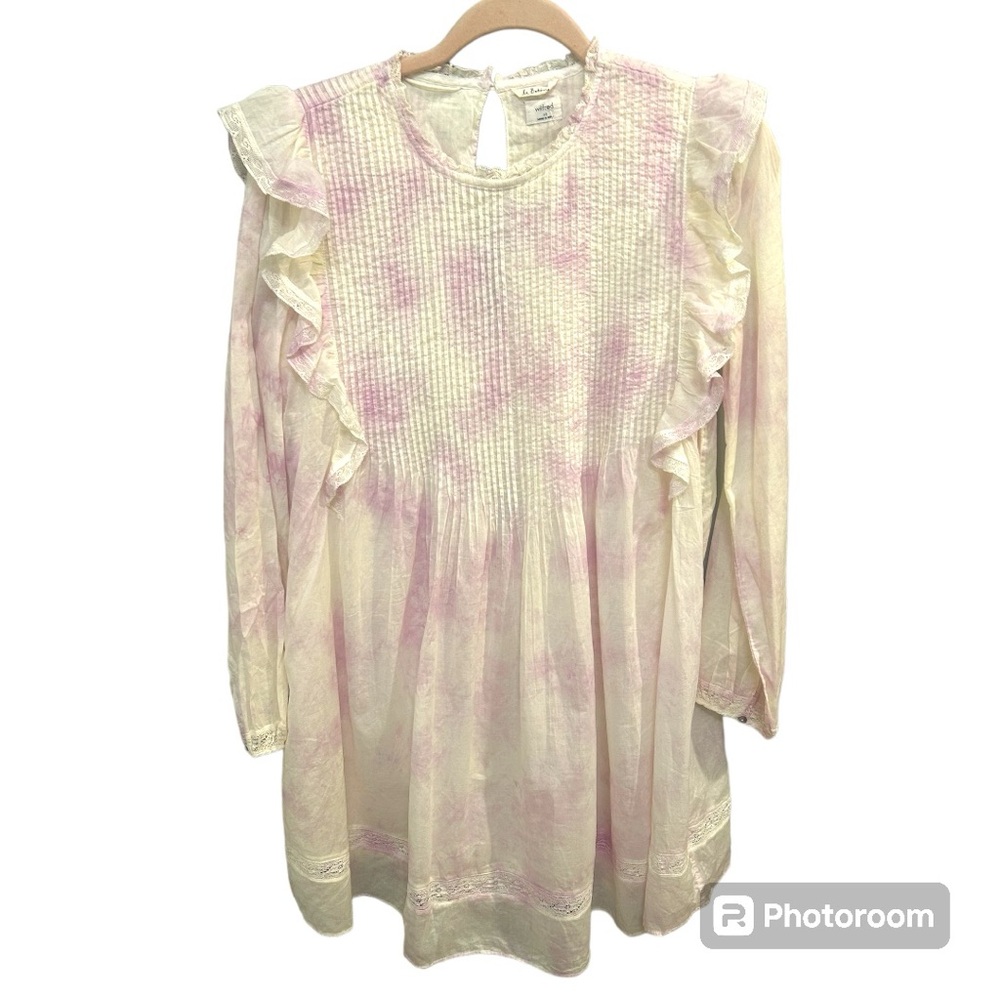 Aritzia Wilfred Elia Dress Size XS EuC MISSING BELT PURPLE CREAM boheme K0623